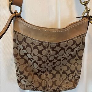 Coach VINTAGE 2006 (10403) Signature C Brown Logo w Tan Leather Crossbody